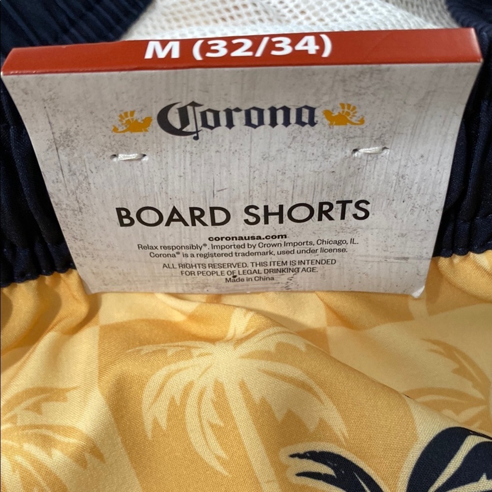 Man Corona Athletic Yellow and Black Shorts with Tropical Design for swim. - Picture 10 of 15